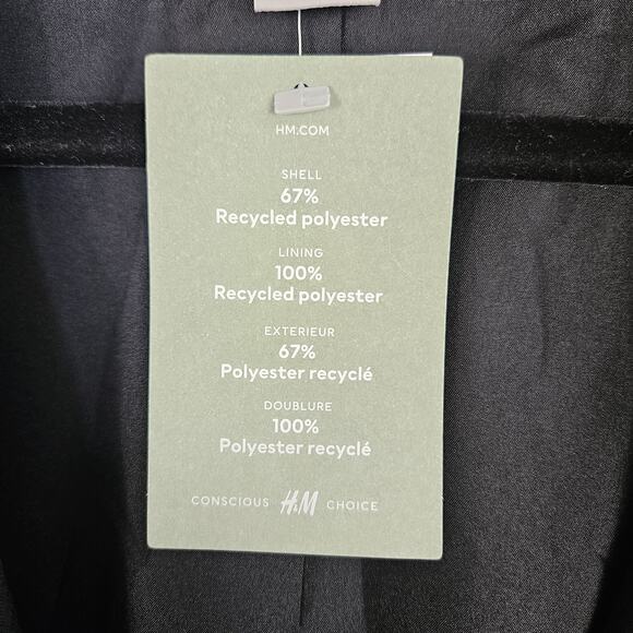 New H&M Black Blazer Womens Size XL One Button Office Chic Career Jacket Capsule - Picture 7 of 11